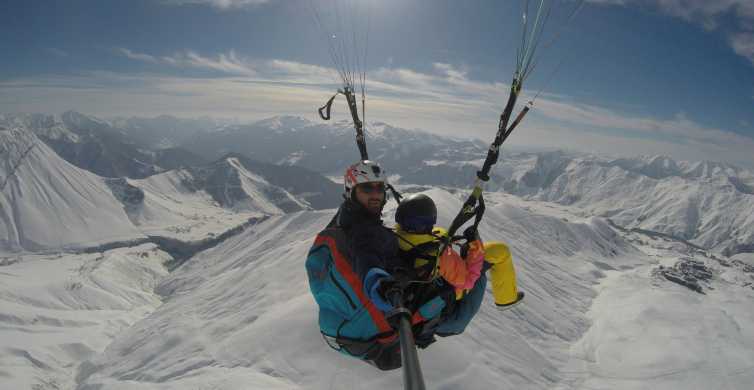 Georgia: Paragliding flight in the mountains and video of it.